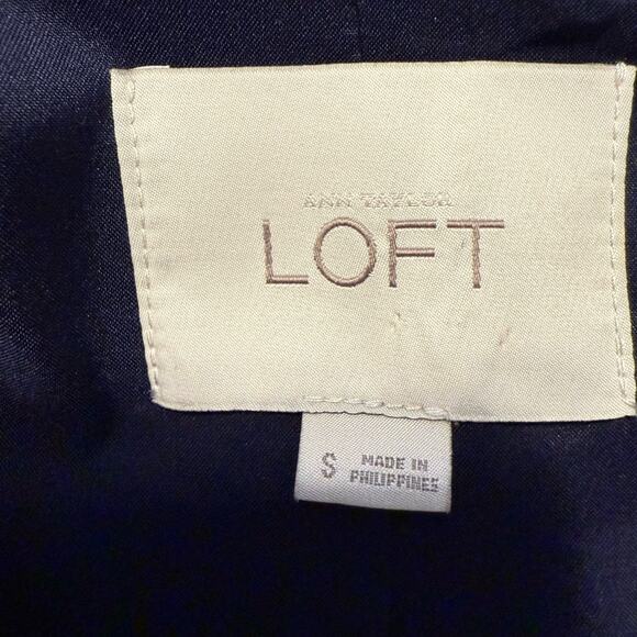 Ann Taylor Loft Fluid Blazer Navy Blue S Preppy Academia Career Work 89-32 - Picture 11 of 13